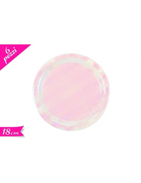 SET 6 PIATTI 18CM IRIDISCENTI CARTA BIANCO - L'Officina delle