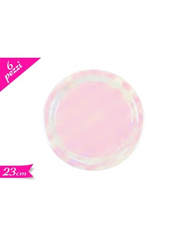 SET 6 PIATTI 23CM IRIDISCENTI CARTA BIANCO - L'Officina delle