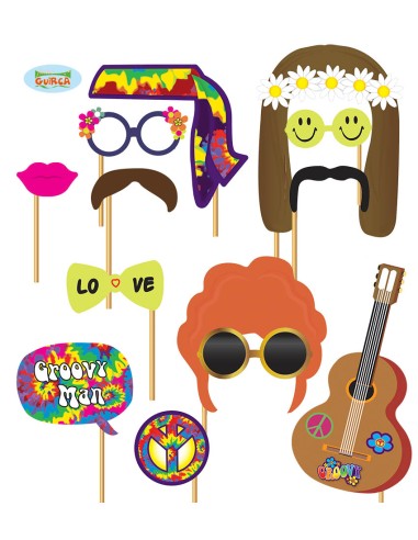 SET PHOTO BOOTH HIPPIE 12 PC - L'Officina delle feste