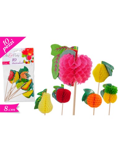 STUZZIACADENTI SET 10PZ FRUTTA 3D - L'Officina delle feste
