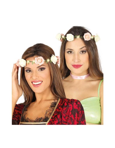 TIARA FIORI ROSA CON LUCI - L'Officina delle feste