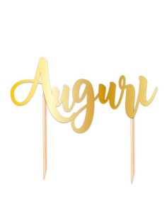 TOPPER CAKE AUGURI 20X15 ORO METAL - L'Officina delle feste 2