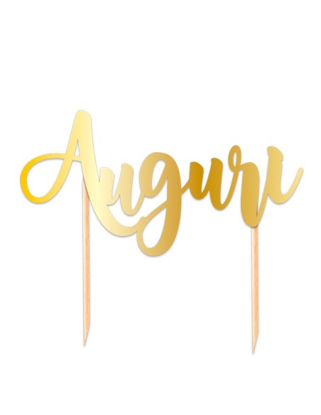TOPPER CAKE AUGURI 20X15 ORO METAL - L'Officina delle feste