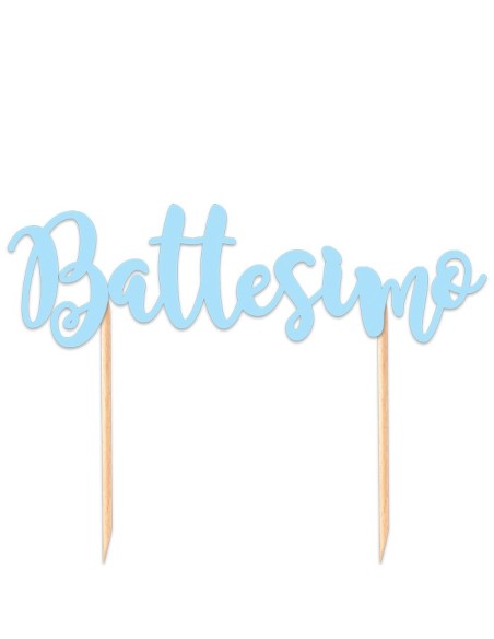 TOPPER CAKE BATTESIMO 20X13 CELESTE - L'Officina delle feste