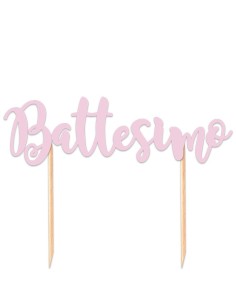 TOPPER CAKE BATTESIMO 20X13 ROSA - L'Officina delle feste 2