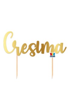 TOPPER CAKE CRESIMA 20X17 CARTA ORO METAL - L'Officina delle 2