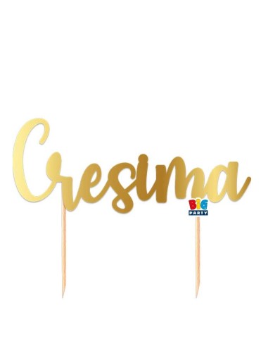 TOPPER CAKE CRESIMA 20X17 CARTA ORO METAL - L'Officina delle