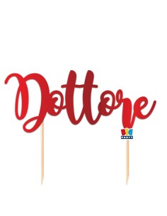 TOPPER CAKE DOTTORE 20X16 CARTA ROSSO METAL - L'Officina delle 2