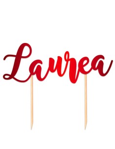 TOPPER CAKE LAUREA 20X14 ROSSO METAL - L'Officina delle feste 2