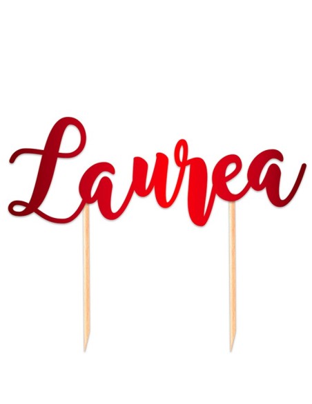 TOPPER CAKE LAUREA 20X14 ROSSO METAL - L'Officina delle feste