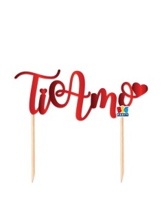 TOPPER CAKE TI AMO 20X18 ROSSO METAL - L'Officina delle feste 2
