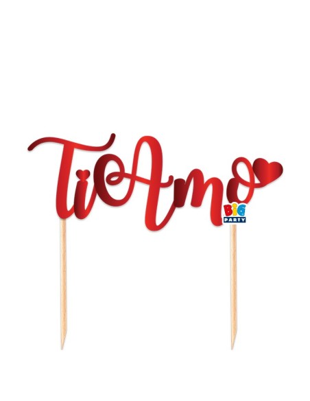 TOPPER CAKE TI AMO 20X18 ROSSO METAL - L'Officina delle feste