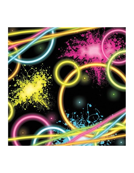 TOVAGLIOLI 25X25 GLOW PARTY FLUO 16PZ - L'Officina delle feste
