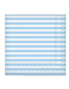 TOVAGLIOLI 25X25 BIANCO RIGHE CELESTI 20PZ - L'Officina delle 2