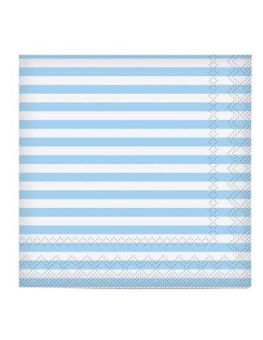 TOVAGLIOLI 25X25 BIANCO RIGHE CELESTI 20PZ - L'Officina delle