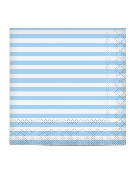 TOVAGLIOLI 25X25 BIANCO RIGHE CELESTI 20PZ - L'Officina delle TOVAGLIOLI 25X25 BIANCO RIGHE CELESTI 20PZ - L'Officina delle