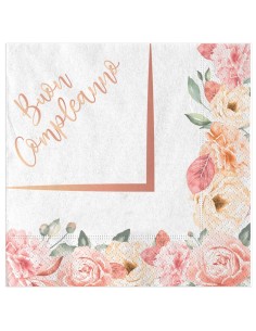 TOVAGLIOLI 33X33 BUON COMPLEANNO ROSE GOLD 20PZ - L'Officina 2