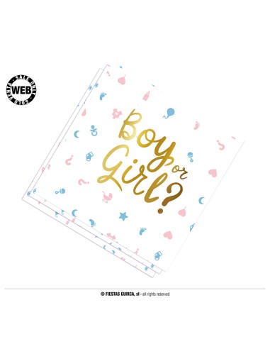 TOVAGLIOLI 33X33 CM BOY OR GIRL? STAMPA ORO 12PZ - L'Officina