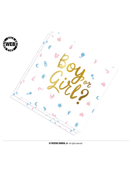 TOVAGLIOLI 33X33 CM BOY OR GIRL? STAMPA ORO 12PZ - L'Officina
