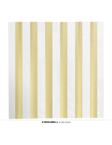 TOVAGLIOLI 33X33 CM ORO E BIANCHI A RIGHE 12PZ - L'Officina