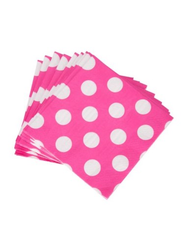 TOVAGLIOLI 33X33 FUCSIA POIS BIANCHI 16PZ - L'Officina delle