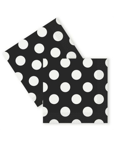 TOVAGLIOLI 33X33 NERO POIS BIANCHI PZ.16 - L'Officina delle