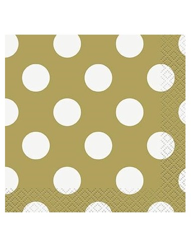 TOVAGLIOLO 25X25 ORO POIS BIANCO 16PZ - L'Officina delle feste