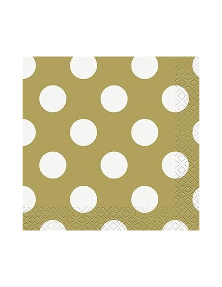 TOVAGLIOLO 25X25 ORO POIS BIANCO 16PZ - L'Officina delle feste