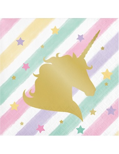 TOVAGLIOLO 25X25 UNICORN SPARKLE 16PZ - L'Officina delle feste