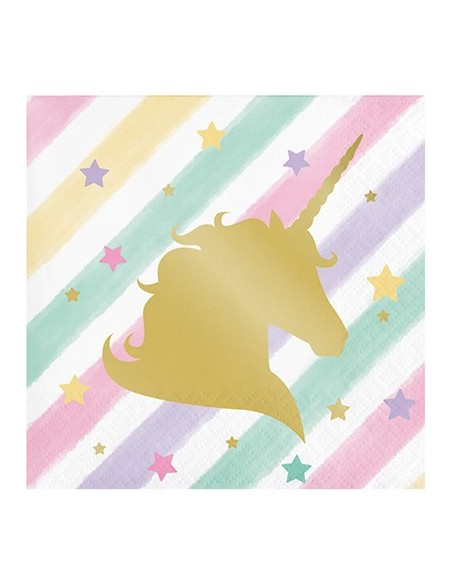TOVAGLIOLO 25X25 UNICORN SPARKLE 16PZ - L'Officina delle feste