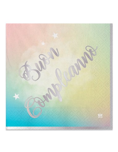 TOVAGLIOLO 33X33 BUON COMPLEANNO RANBOW - L'Officina delle feste