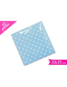 TOVAGLIOLO 33x33 CELESTE POIS BIANCHI PZ. 12 - L'Officina delle 2