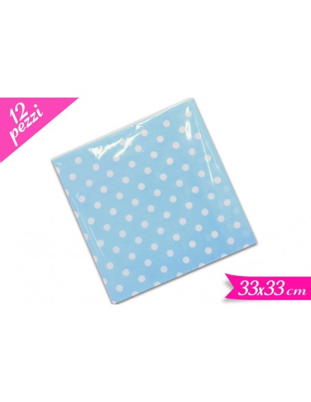 TOVAGLIOLO 33x33 CELESTE POIS BIANCHI PZ. 12 - L'Officina delle
