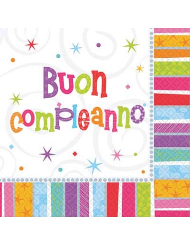 TOVAGLIOLO 33x33 cm BUON COMPLEANNO 16 pz - L'Officina delle
