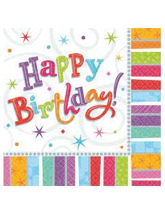 TOVAGLIOLO 33x33 cm HAPPY BIRTHDAY 16 pz - L'Officina delle 2