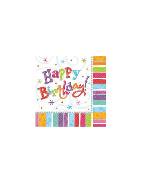 TOVAGLIOLO 33x33 cm HAPPY BIRTHDAY 16 pz - L'Officina delle