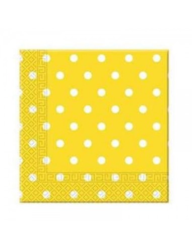 TOVAGLIOLO 33x33 GIALLO POIS BIANCHI PZ. 12 - L'Officina delle