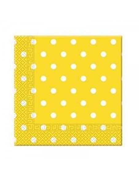 TOVAGLIOLO 33x33 GIALLO POIS BIANCHI PZ. 12 - L'Officina delle