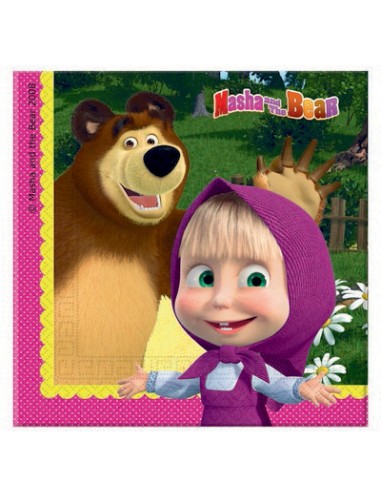 TOVAGLIOLO 33X33 MASHA & ORSO 20PZ - L'Officina delle feste