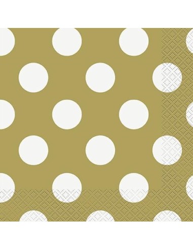 TOVAGLIOLO 33X33 ORO POIS BIANCO 16PZ - L'Officina delle feste