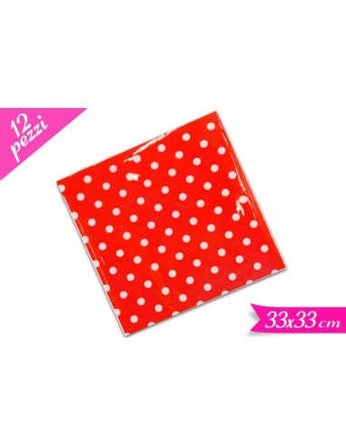 TOVAGLIOLO 33X33 ROSSO POIS BIANCHI PZ. 12 - L'Officina delle