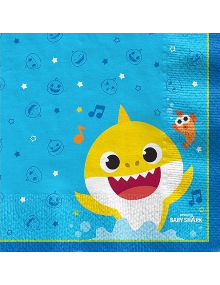 TOVAGLIOLO BABY SHARK 33X33 CM 16PZ - L'Officina delle feste