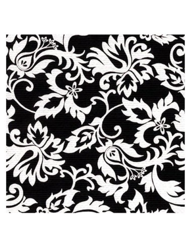 TOVAGLIOLO DAMASCATO NERO 33X33CM 17PZ - L'Officina delle feste