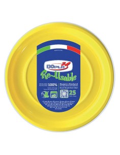 PIATTO PLASTICA RIUTILIZZABILE Ø 22CM GIALLO 25PZ - L'Officina