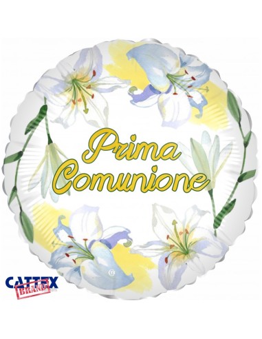 PALLONE MYLAR 18" PRIMA COMUNIONE GIGLI 45 CM - L'Officina