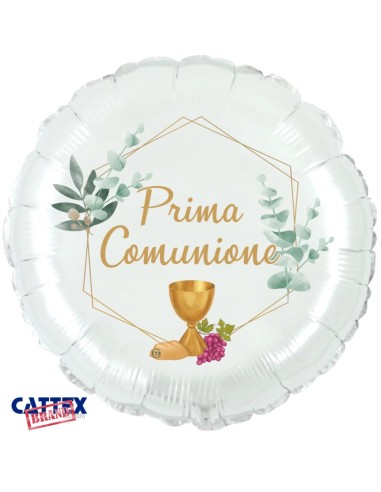 PALLONE MYLAR 18" PRIMA COMUNIONE VERDE OLIVA 45 CM -