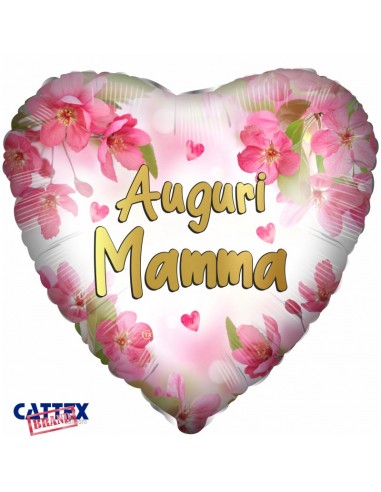 PALLONE MYLAR CUORE 18" AUGURI MAMMA 45CM 1PZ - L'Officina