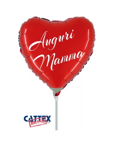 PALLONE MYLAR CUORE 9" AUGURI MAMMA 22,5CM 1PZ - L'Officina