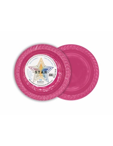 PIATTO PLASTICA RIUTILIZZABILE Ø 17CM FUCSIA 50PZ