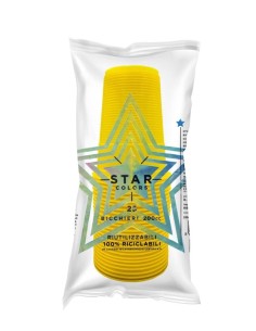 BICCHIERI PLASTICA RIUTILIZZABILE GIALLO 25PZ - L'Officina